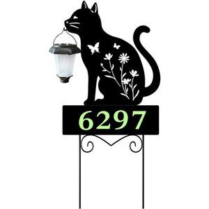Cat Decorative Garden Stakes Cat Holding Solar Lantern Decorative Garden Stakes